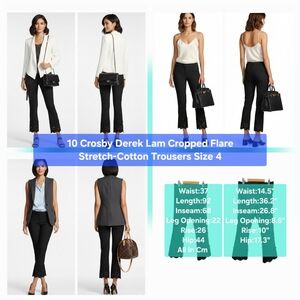 10 Crosby Derek Lam Cropped Flare Stretch-Cotton Trousers Size 4